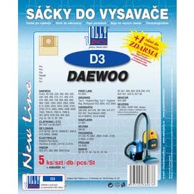 SÁČEK do vysavače JOLLY D 3 – Filtrační sáčky pro DAEWOO, CONCEPT, PROGRESS, ETA (balení 5 ks + mikrofiltr)
