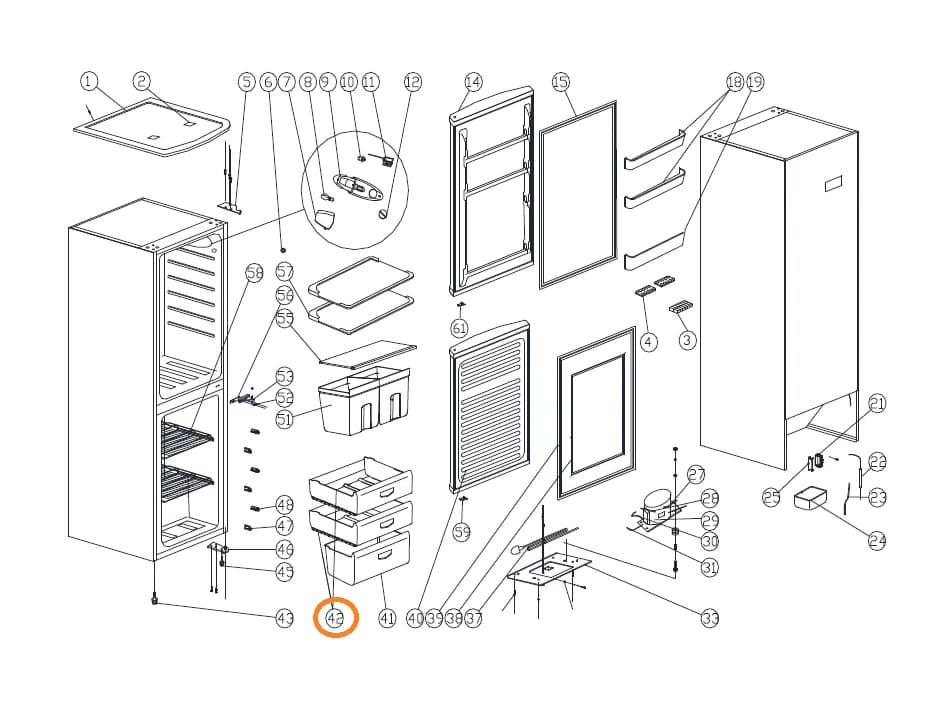 Horní a prostřední šuplík mrazniček Baumatic – XHO20013260